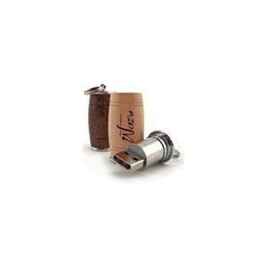  Min Qty 100 Wooden USB Flash Drives, Oak Barrel Shaped 