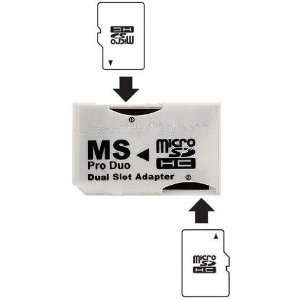 PRO DUO Adapter. Converts Two MicroSD or MicroSDHC Cards To MS PRO DUO 