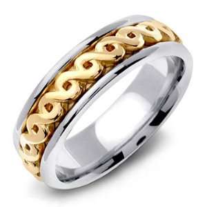  14K Two Tone Gold Twisted Springs Celtic Wedding Band Ring Jewelry