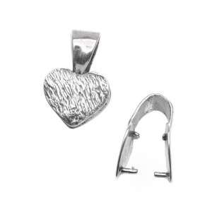  Sterling Silver Heart Shaped Pinch Bail   15.5 x 10.5mm (1 
