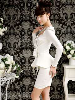 elegant women slimming dress set OL diamond bow puff sleeve free 