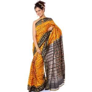   and Black Patola Sari Handwoven in Sambhalpur Orissa   Pure Silk