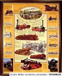Plakat Geschichte der Dampflok Lokomotive Eisenbahn  