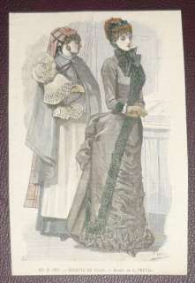 Pariser Mode Stadtkleid Preval kolor. Holzstich 1880  
