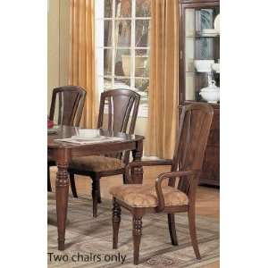  Set of 2 Dining Arm Chairs   Dark Walnut Finish Furniture 