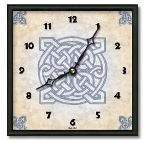  Celtic Interlace   Slate Blue Square Metal Wall Clock 