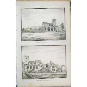  1801 Lysons South North View Priory Deerhurst Old Print 