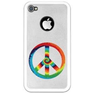  iPhone 4 or 4S Clear Case White Tye Dye Peace Symbol 