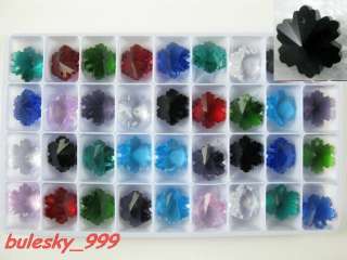 36pcs Faceted Glass Crystal Snowflake Pendant Bead 14mm  