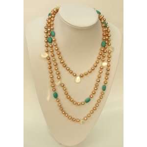   MOP & Semi precious Stone Turquoise in 70 Inch Long 