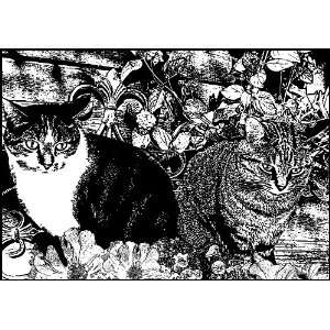  Magenta Cling Stamps, Garden Cats 