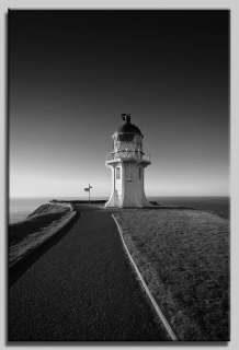 Leinwand Bild Leuchtturm Cape Reinga Schwarz Weiss NZ  