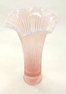 Fenton Pink Opalescent Fluted Ribbed Vase  