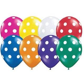 12 Polka Dot Balloons Bright Festive Colors Party Blue Green Pink and 