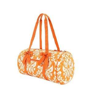  Quilted Orange Damask Duffel Bag