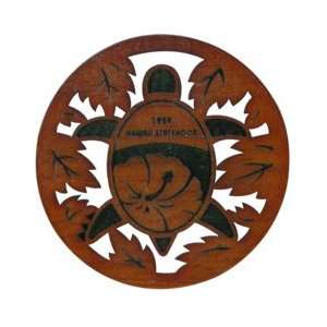   Laser Cut Wood Coasters Hibiscus Turtle 50th.