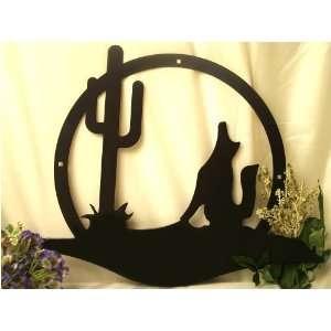  Metal Cut Out Wolf & Cactus LARGE