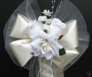 IVORY satin wedding pew bows decorations bouquet flower  