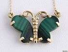 malachite butterfly pendant necklace 14k yellow gold 19 25 chain