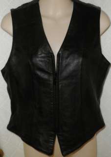   BLACK BUTTER LEATHER VEST * SIZE 4 * ZIPPERS IN THE FRONT  