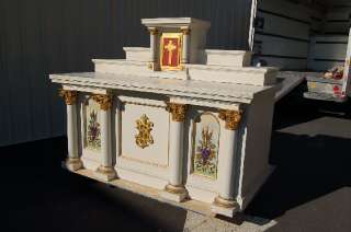 Large antique Altar w/panel The Sacred Heart +  