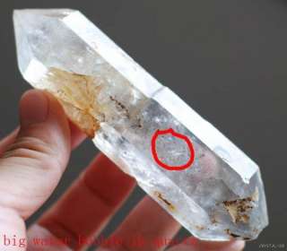   quartz rock double terminated point mobile bubble in quartz  