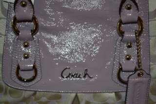 COACH NWT ASHLEY Large Lilac White Satchel Signature Handbag Patent 