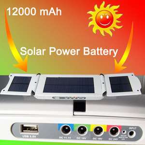 12000mAh PORTABLE SOLAR POWER BATTERY PACK PC Tablet PSP NOTEBOOK+AC 