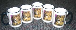   Ceramic Coffee Mug Drinking Cup Lion & Mouse 16 Oz Tall Glass  