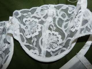Vtg TRENDSETTERS Bra WHITE Underwire ALL SHEER LACE Cups #1151 Sz 36B 
