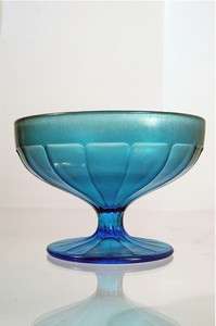 Antique Bonbon DIsh Stretch Glass Iridescent Blue  