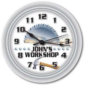 WORKSHOP PERSONALIZED WALL CLOCK   CARPENTER TOOLS GIFT  
