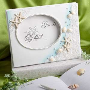   Touches Collection Beach Themed Wedding Guest Book Starfish Seashell