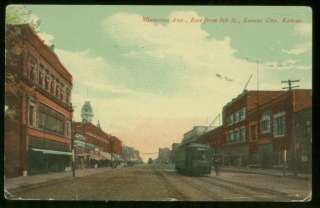 STREETCAR MINNESOTA AVE KANSAS CITY KS POSTCARD 1915  