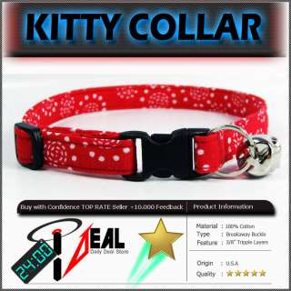 Breakaway SAFETY CAT Collar * CIRCLE DOTS RED *  