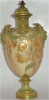 RARE ROYAL WORCESTER 1407 RETICULATED 15+ VASE  