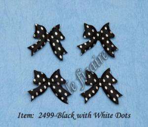 Polka Dots Satin Ribbon Bow Ties Appliques Crafts Black  