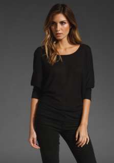 VELVET Kimeo Sheer Thermal 3/4 Dolman Sleeve Top in Black at Revolve 