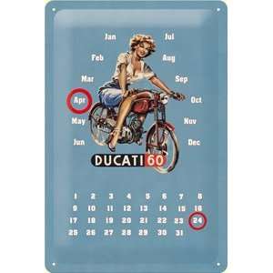 Nostalgie Blechschild Ducati Pin up Dauerkalender  Küche 