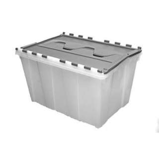12 Gallon Plastic Gray and Clear Flip Top Storage Tote 17180130 at The 
