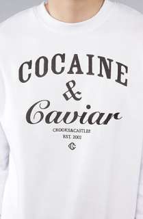 Crooks and Castles The Coca Caviar Crewneck Sweatshirt in White 