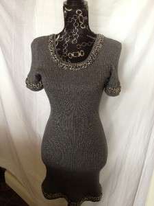   EXQUISITE RUNWAY 10P COLLECTION GRAY CHAIN AROUND DRESS 40/6 4 US