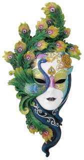 Large Venetian Lady Peacock Mask Carnival Wall Plaque  