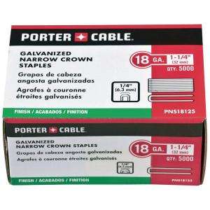 Porter Cable 1 1/4 in. Leg Narrow Crown 18 Gauge Staples (5,000 Pack 