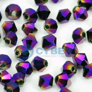 80Pcs 4mm Faceted Bicone Glass Crystal loose Bead PUR  