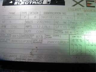 this is a used reliance electric xe energy efficient 5 hp motor l184t 