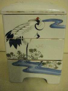 RARE OLD ANTIQUE JAPANESE SETO PORCELAIN JUBAKO BOX  