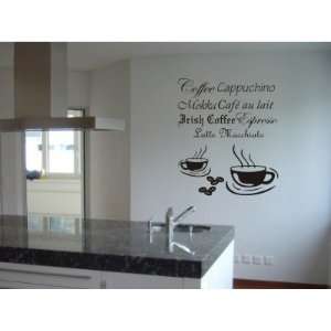 Wandtattoo / Wandaufkleber mit Kaffehaus Motiv; Farbe Schwarz  