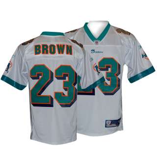 MIAMI DOLPHINS Ronnie Brown YOUTH SEWN White Jersey XL  