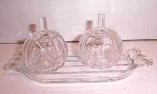 Vintage Crystal Janice Elegant Depression Glass Condiment Set  
